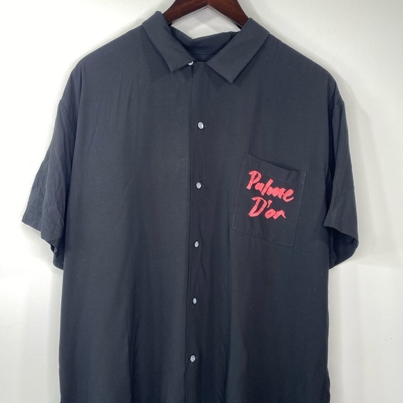 NWT Double Rainbouu Palm Tree Print Hawaiian Shirt BLACK - Picture 10 of 12